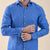 Men's Long Sleeve Button Linen Shirt - Cobalt Buttoned Front